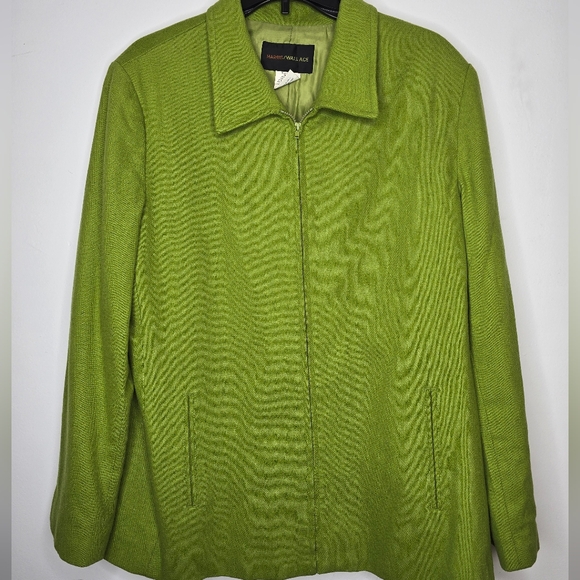 Green Wool Blend Zip-Up Jacket - Picture 3 of 8